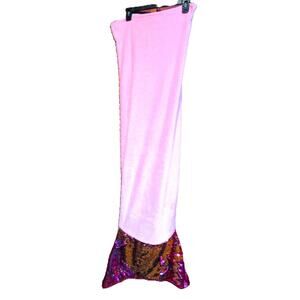 Dream Time Mermaid Tail Body Blanket Pink Plush Sequined 18.5x52" Teens/Adults